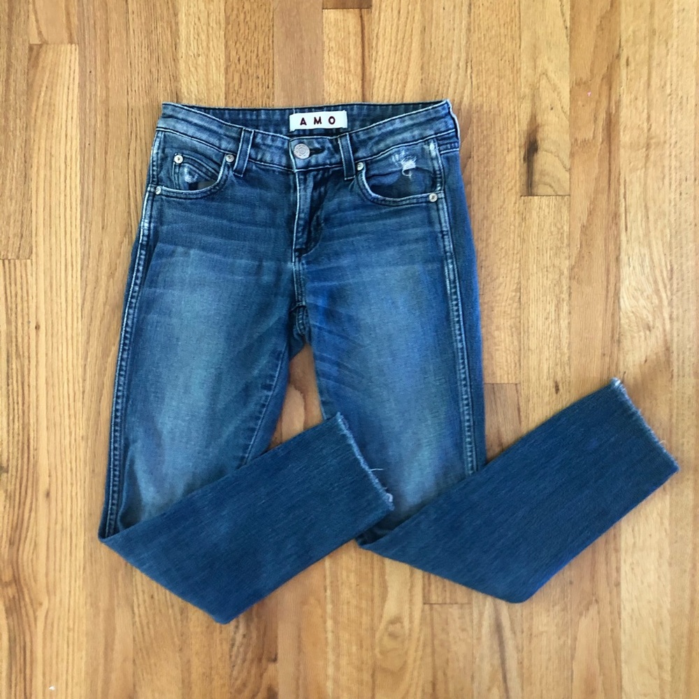 AMO jeans size 24 raw edge Stix Crop sweetheart